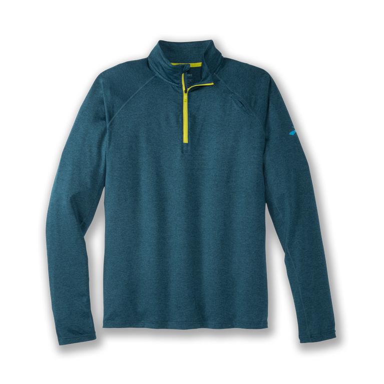 Brooks Dash 1/2 Zip Running Jackets - Men's - Heather Alpine/Bright Moss/CadetBlue (95072-XMOE)